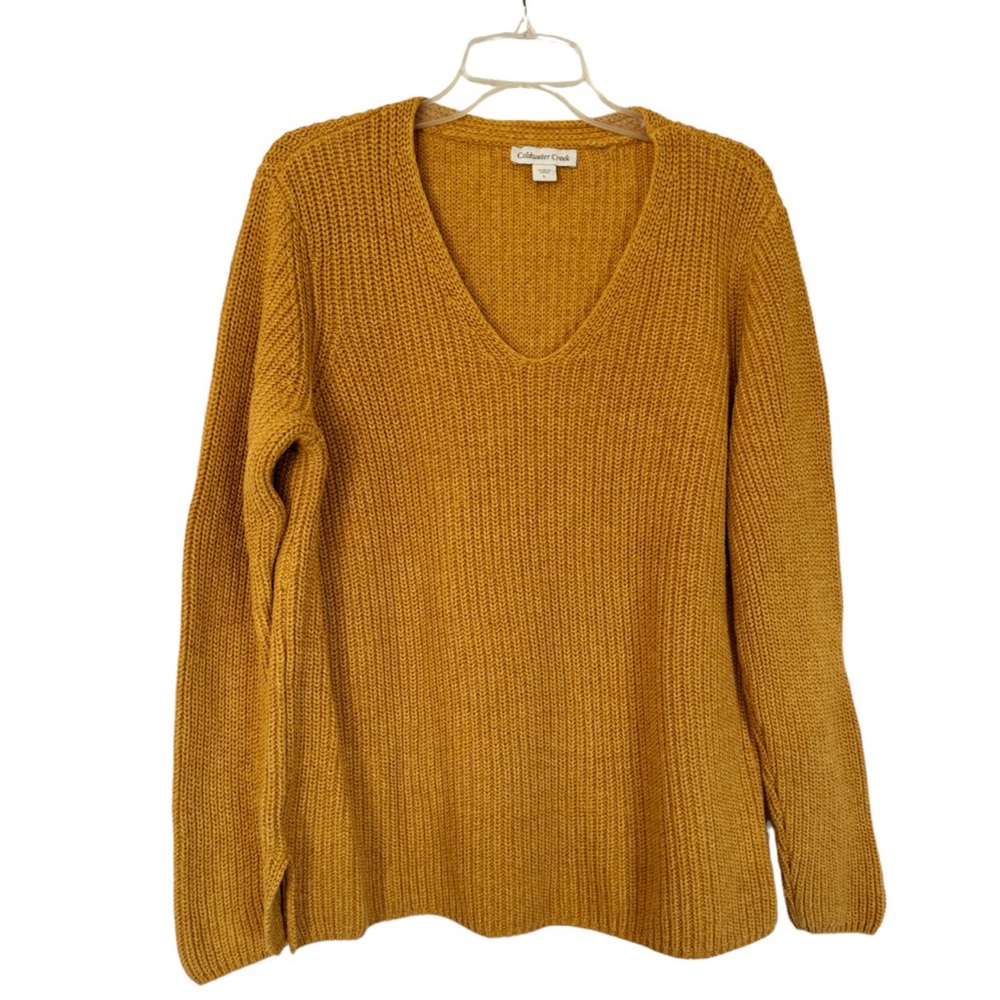 Coldwater Creek Honey Gold Cotton Sweater Size Large